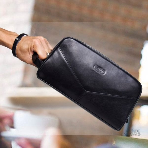 Organisateur de toilette en cuir pour homme élégant