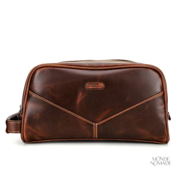 Trousse de toilette compacte en cuir pour hommes modernes