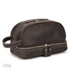 Trousse de voyage homme en cuir brun