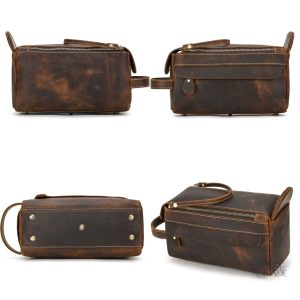 Trousse de bain en cuir pour homme