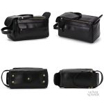 Trousse de toilette en cuir noir