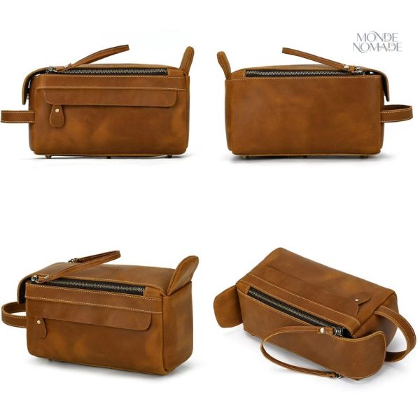Trousse de toilette homme en cuir pratique