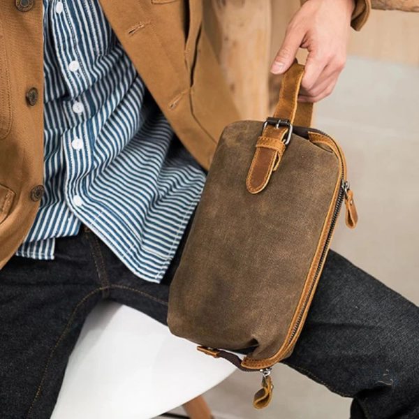 Trousse de toilette en toile, style masculin et épuré