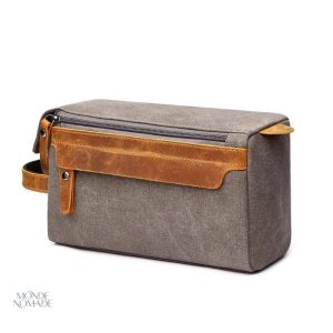 Accessoire de voyage élégant en toile et cuir