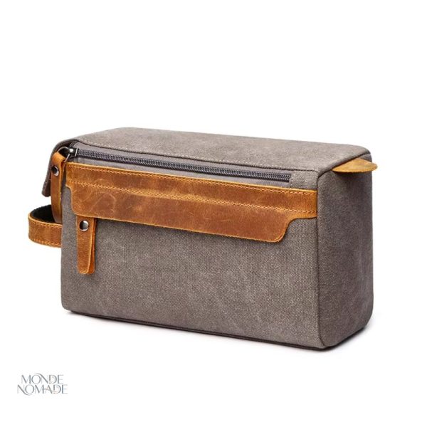 Accessoire de voyage élégant en toile et cuir
