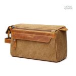 Trousse de toilette en cuir et toile pour les hommes
