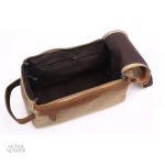 Trousse de toilette homme, design toile et cuir