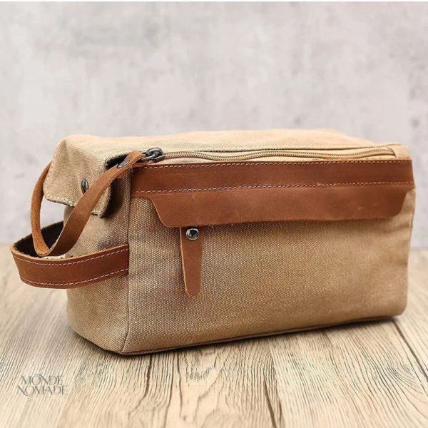 Trousse de toilette masculine en cuir durable