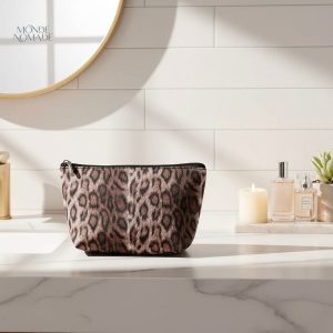 Trousse de toilette femme motif léopard - Idéale pour le maquillage