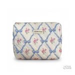 Trousse de toilette matelassée vintage fleurs et nœuds