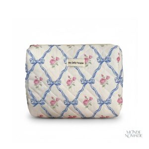 Trousse de toilette matelassée vintage fleurs et nœuds