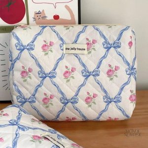 Trousse vintage à motifs floraux et nœuds