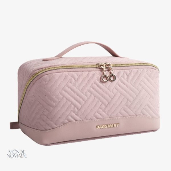 Trousse de toilette rose élégante et pratique pour vos déplacements