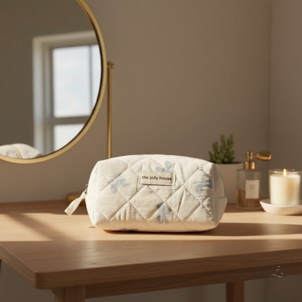 Trousse de toilette décorative en tissu matelassé à motifs originaux