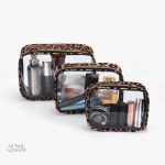 Trousse de toilette transparente avec contour léopard