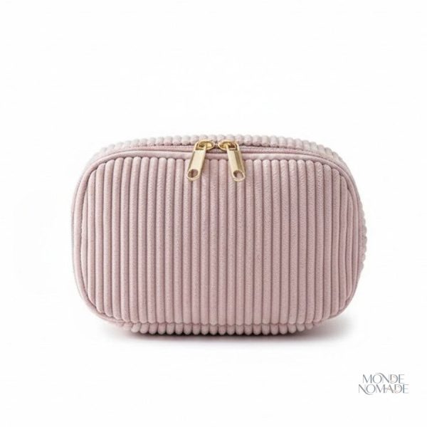 Trousse de toilette velours côtelé pour femmes