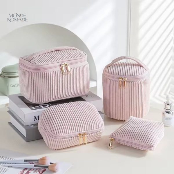Trousse de voyage élégante en velours côtelé