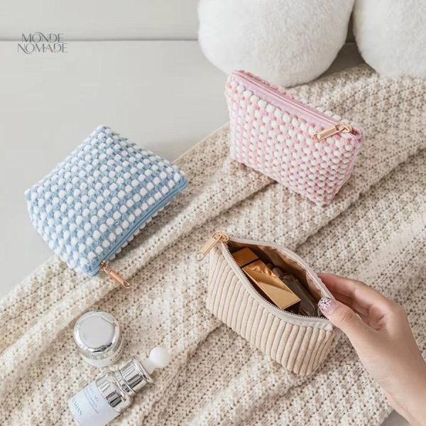 Trousse chic en velours côtelé pour rangement