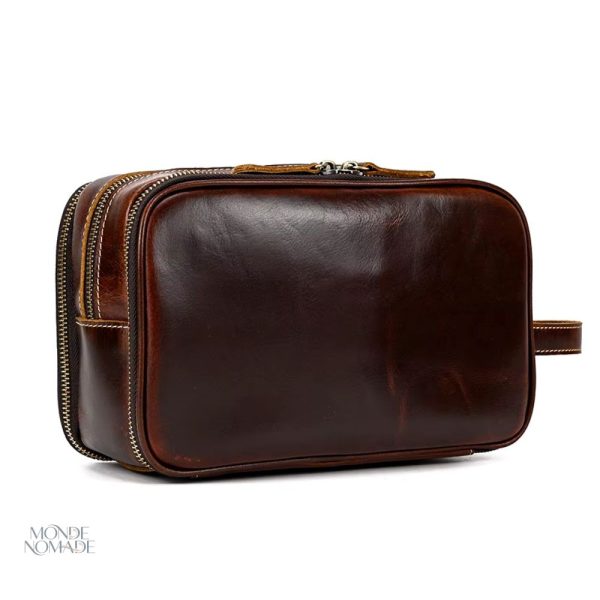 Trousse de toilette en cuir pour homme