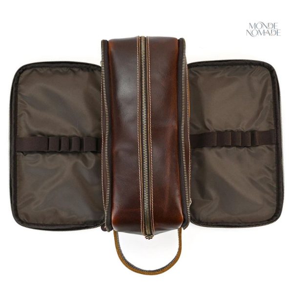 Trousse de voyage noire en cuir