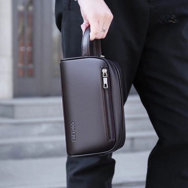 Trousse de toilette en cuir pour homme moderne