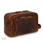 Trousse en cuir marron pour la toilette