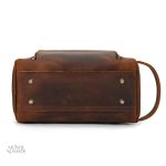 Trousse de toilette marron en cuir authentique