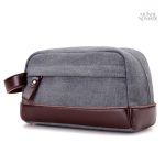 Trousse de toilette en simili cuir et tissu