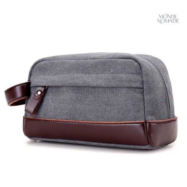 Trousse de toilette en simili cuir et tissu
