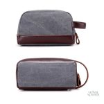 Trousse en cuir synthétique et tissu coloré