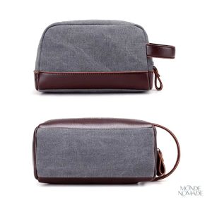 Trousse en cuir synthétique et tissu coloré