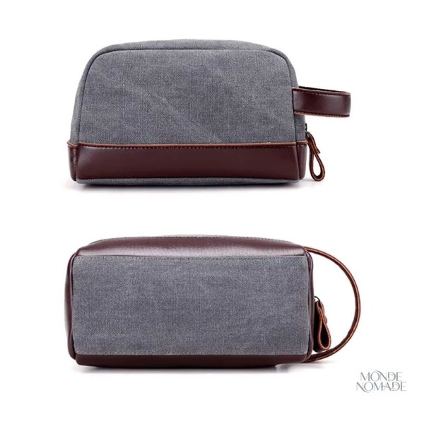 Trousse en cuir synthétique et tissu coloré