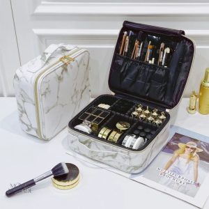 Trousse de maquillage design marbre couleur