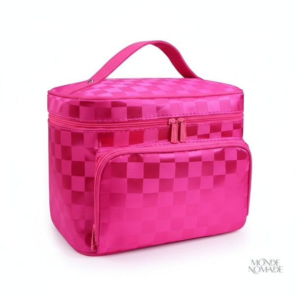 Trousse de voyage femme souple motif damier chic