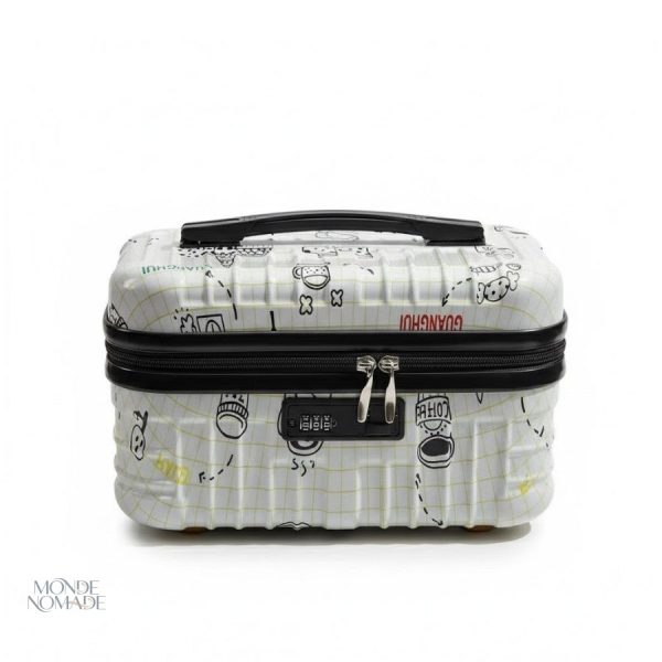 Vanity case design graphique noir et blanc avec fermeture à code