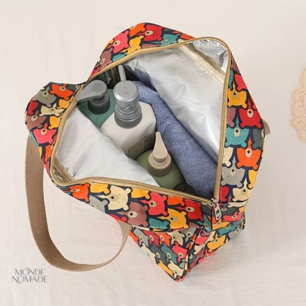 Trousse de voyage souple avec motif lapin, pratique et stylée