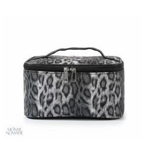 Sac de maquillage élégant avec design léopard pour voyages