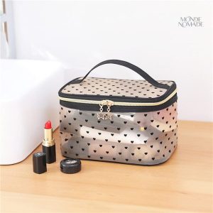 Coque de rangement maquillage transparente cœurs pour accessoires