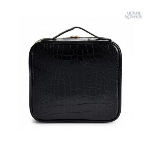 Trousse de maquillage élégante en peau de crocodile