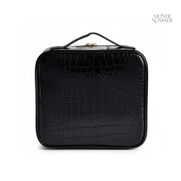 Trousse de maquillage élégante en peau de crocodile